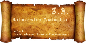 Balassovich Maximilla névjegykártya